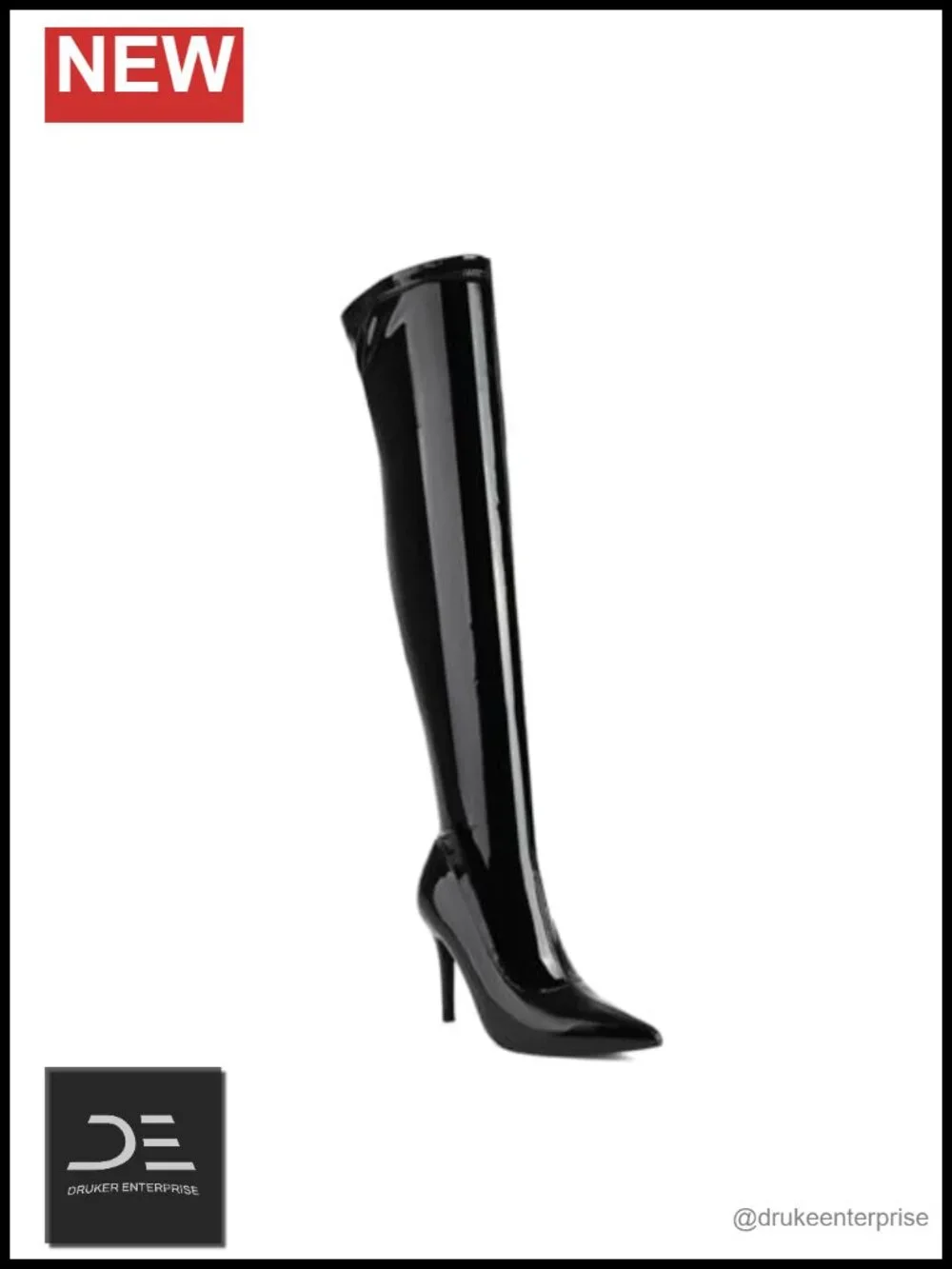 Patent Leather Thigh High Stiletto Heeled Boots 4in Heel